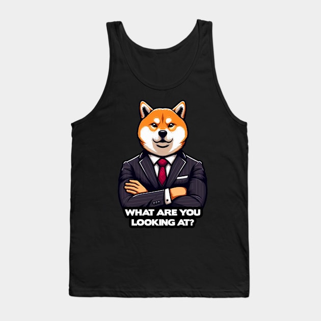 What Are You Looking At meme Shiba Inu Tank Top by Plushism